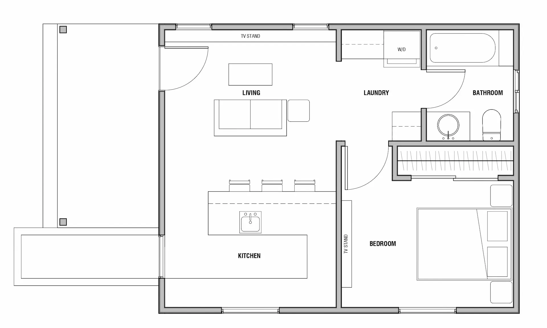 500 Square Foot ADU Floor Plan